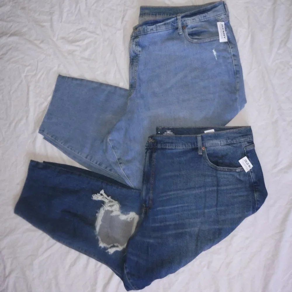 NWT Lot of 2 Old Navy High Rise Curvy OG Straight Distressed Jeans Plus sz 30